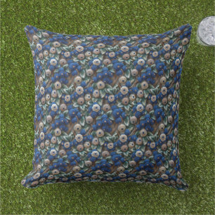 Coussin Baies au Crochet Bleu