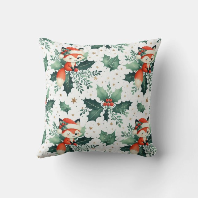 Coussin Baies mignonnes Père Noël Fox Holly (Verso)