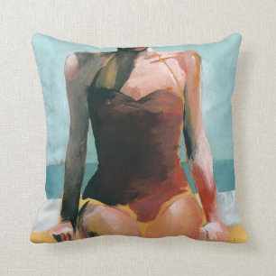 Coussin Bain vintage - maillot de bain rouge
