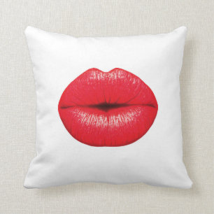 Coussin Baiser de rouge à lèvres baiser de pop art punk