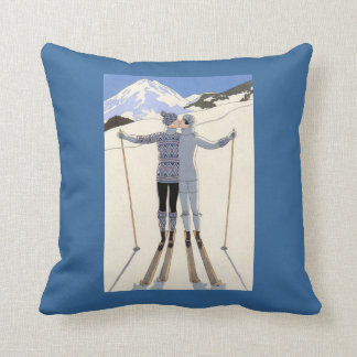 Coussin Baiser de skieurs - poster vintage de Nouveau