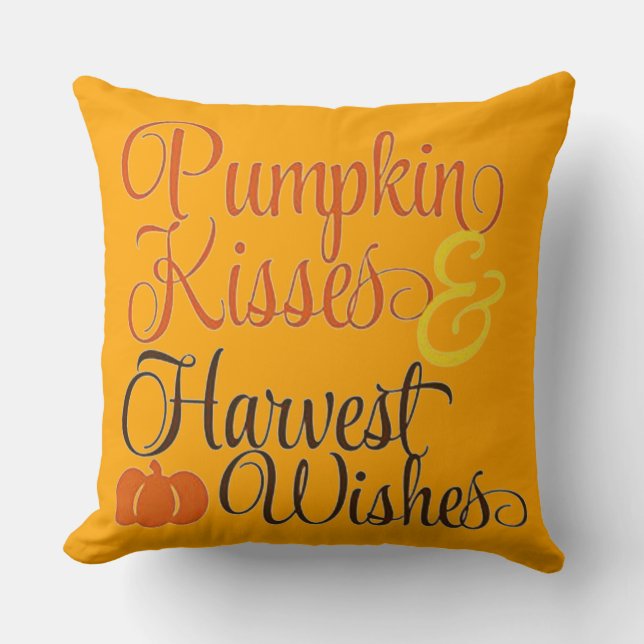 Coussin Baisers citrouilles Et Voeux De Récolte (Recto)