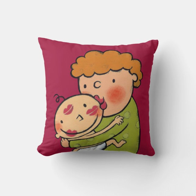 Coussin Baisers roses de rouge à lèvres de grand-maman (Recto)