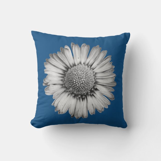 Coussin Baisy noir et blanc sur bleu classique (Recto)