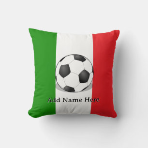 Coussin Bal de football sur vert blanc et rouge Arrière - 