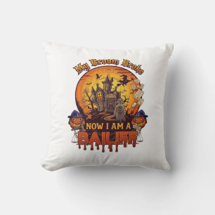 Coussin Balai Brisé Huissier Halloween Fantôme Cour Citrou
