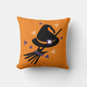 Coussin Balai de sorcière de Halloween mignon en confettis