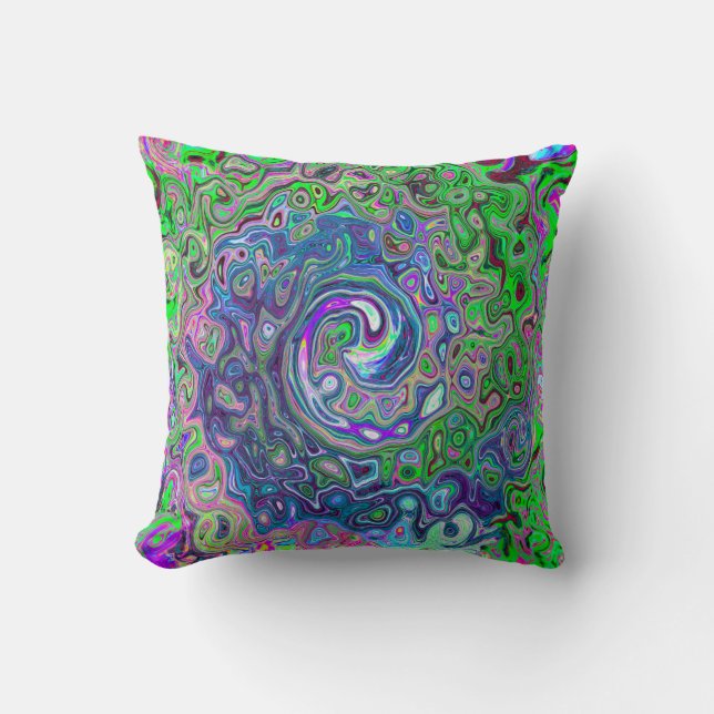 Coussin Balayage Abstrait marbré vert et violet de chaux (Recto)