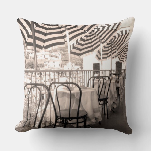 Coussin Balcon restaurant pittoresque, Italie (Recto)