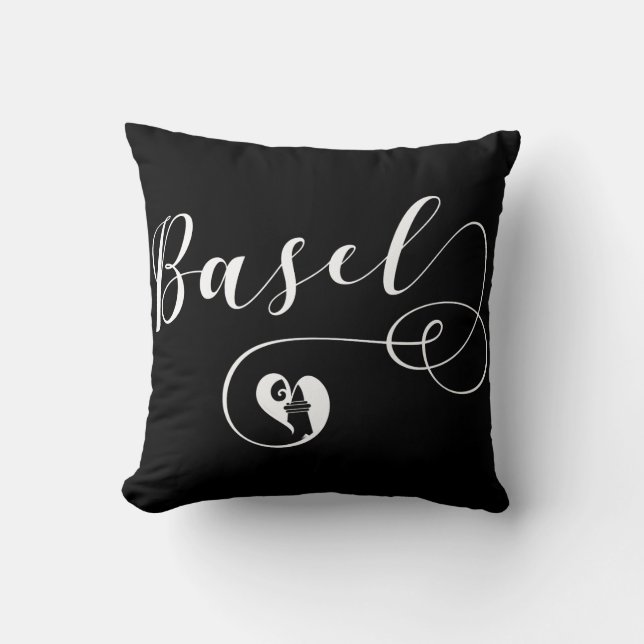 Coussin Bâle Coeur Drapeau, Suisse, Bâle (Recto)