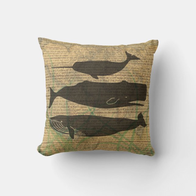 Coussin Baleine antique Vie marine (Recto)