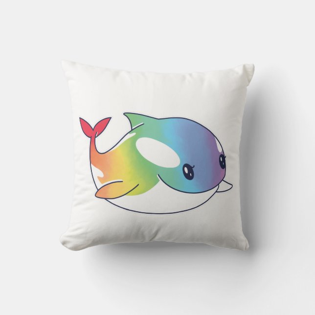 Coussin Baleine arc-en-ciel (Recto)