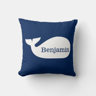 Coussin Baleine Bleue Whimsical Personnalisée Enfants