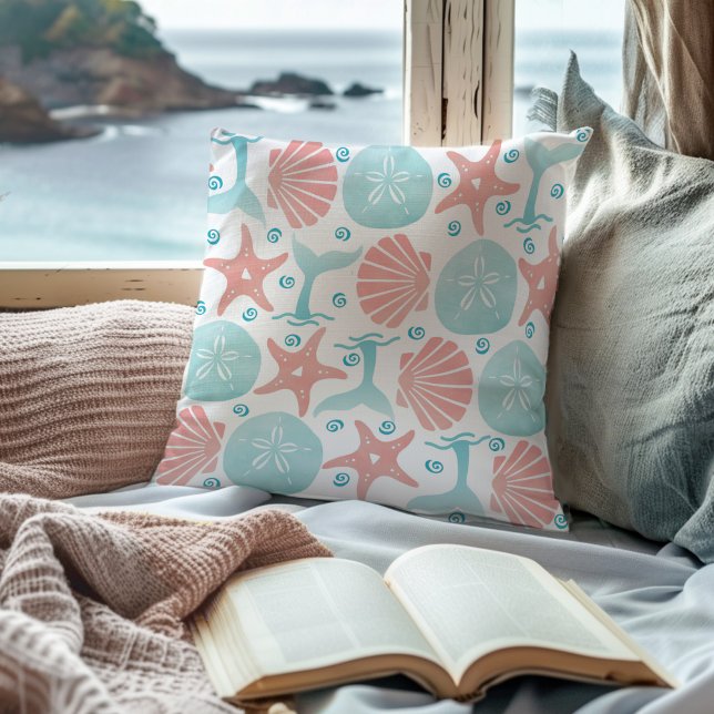 Coussin Baleine de mer Coquille de mer Starfish Sand Dolla (Créateur téléchargé)