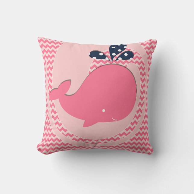 Coussin Baleine rose sur le carreau rose de rayure de (Recto)