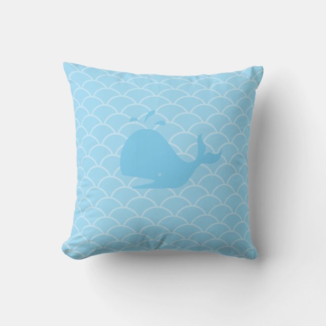 Coussin Baleine sur les vagues Turquoise (Recto)