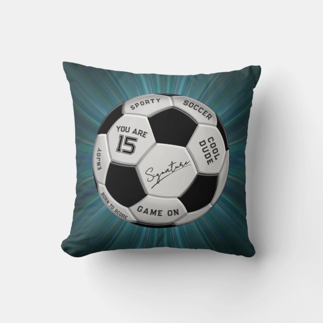Coussin Balle de football personnalisée pour anniversaire  (Recto)