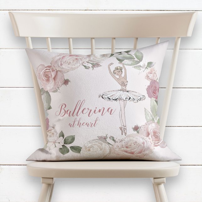 Coussin Ballerina au coeur Citation Parties scintillant ro (Créateur téléchargé)