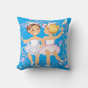 Coussin Ballerina Girls Sur Bleu Avec Fleur Design Backgro