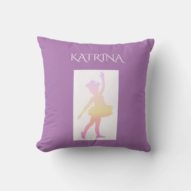 Coussin Ballerina lance l'oreiller. Nom personnalisé. (Recto)