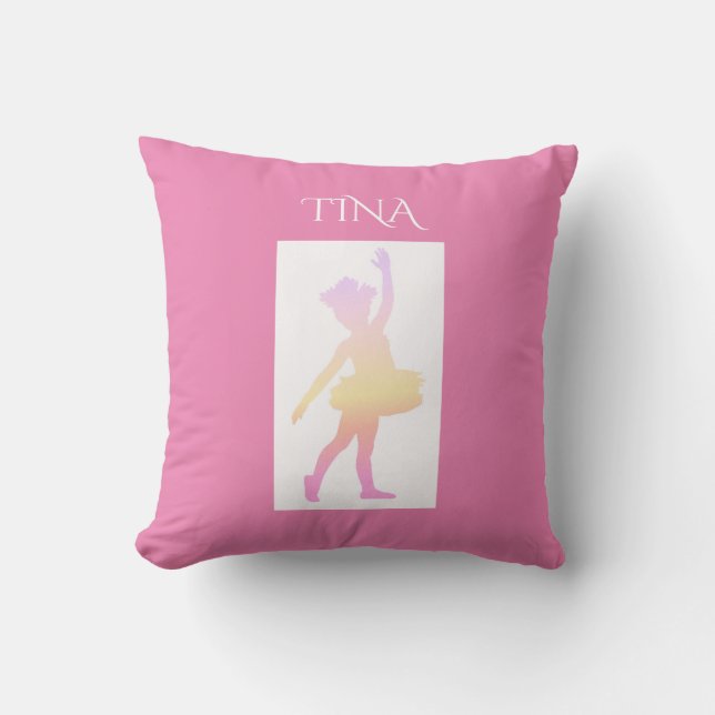Coussin Ballerina lance l'oreiller. Nom personnalisé. (Recto)