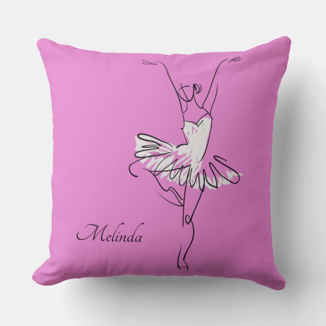 Coussin Ballerina nom personnalisé & couleur lancers oreil (Recto)