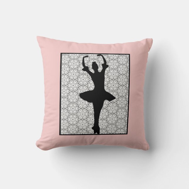 Coussin Ballerina Silhouette sur un Motif de mandala du co (Recto)