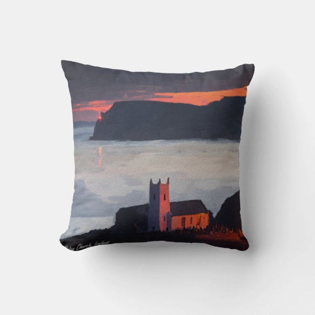 Coussin Ballintoy Church, Irlande au coucher du soleil (Recto)