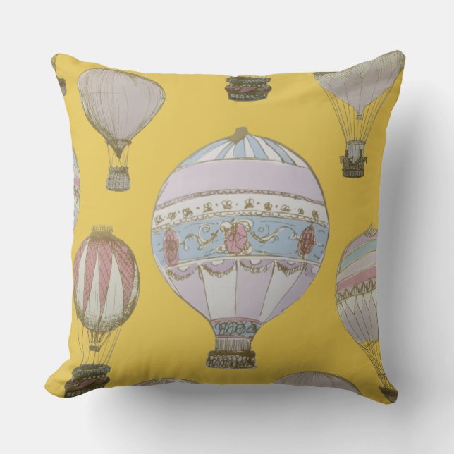 Coussin Ballon à air chaud lunatique - jaune d'empereur (Recto)