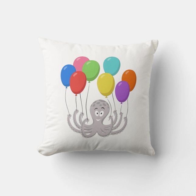 Coussin Ballons colorés de pieuvre de dessin (Recto)