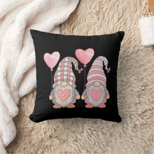 Coussin Ballons Gnome Couple Cœur Rose Saint-Valentin