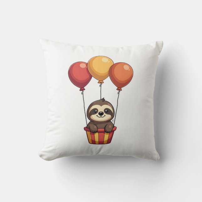 Coussin Ballons Paresseux Vintage Design Animal Mignon Rét (Recto)