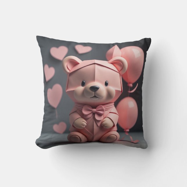 Coussin Ballotte à ours rose (Recto)
