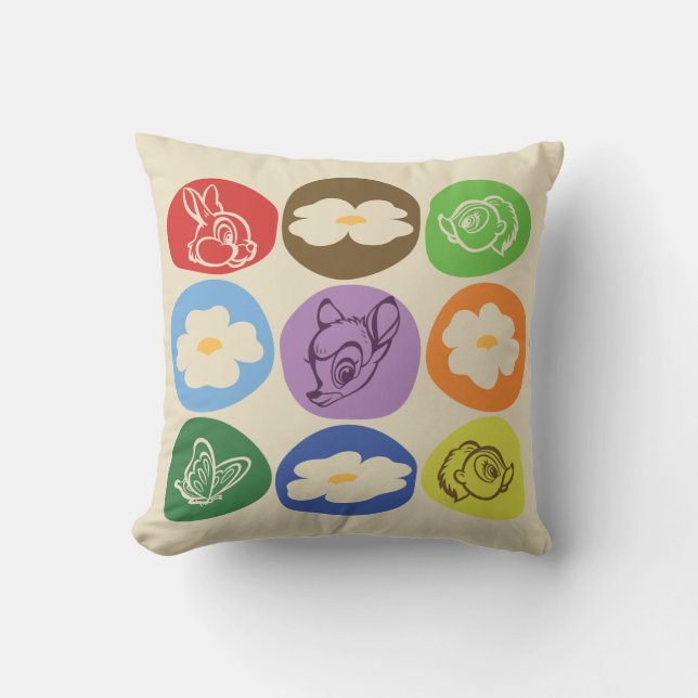 Coussin Bambi coloré, Fleur et Pouce (Recto)