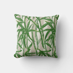 Coussin Bamboo Jungle Hawaiian Stripe - Vert et Taupe