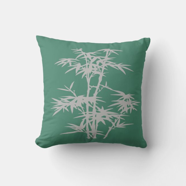 Coussin Bambou zen style asiatique sur vert (Recto)