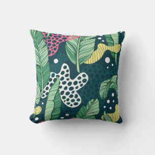 Coussin Banana feuilles abstraits, couleurs tendance