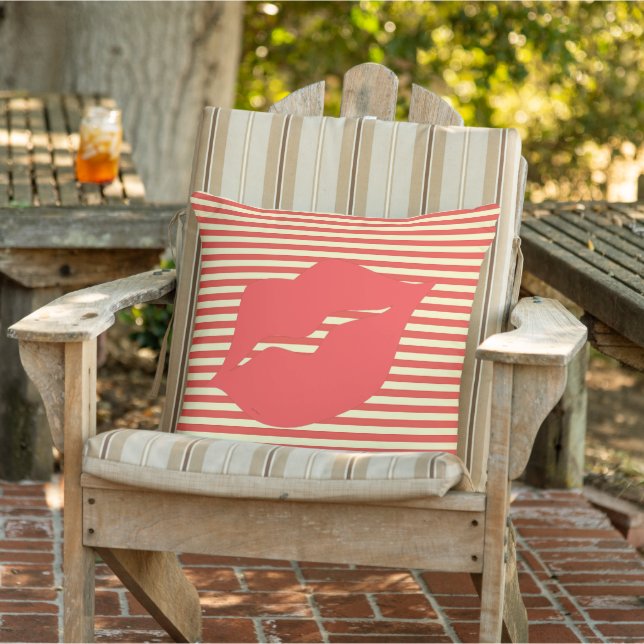 Coussin Bande blanche rouge (Chaise)