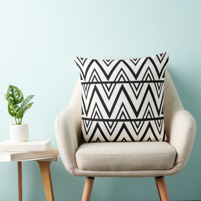 Coussin Bande Chevron noire et blanche Bande Chevron (Chaise)