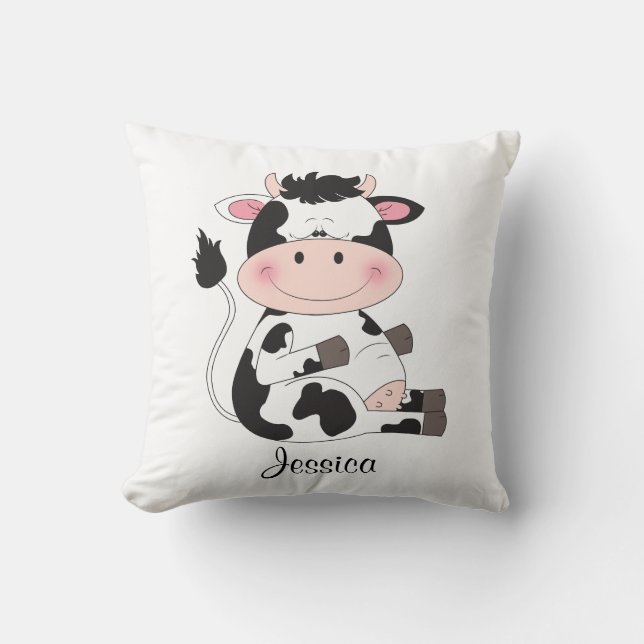 Coussin Bande dessinée mignonne de vache à bébé (Recto)