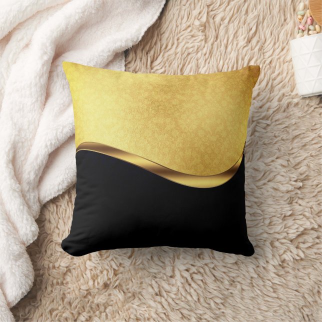 Coussin Bande dynamique noire et or (Couverture)