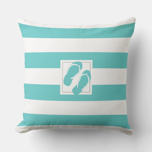 Coussin Bande latérale Aqua et White Pool avec Flipflops (Recto)
