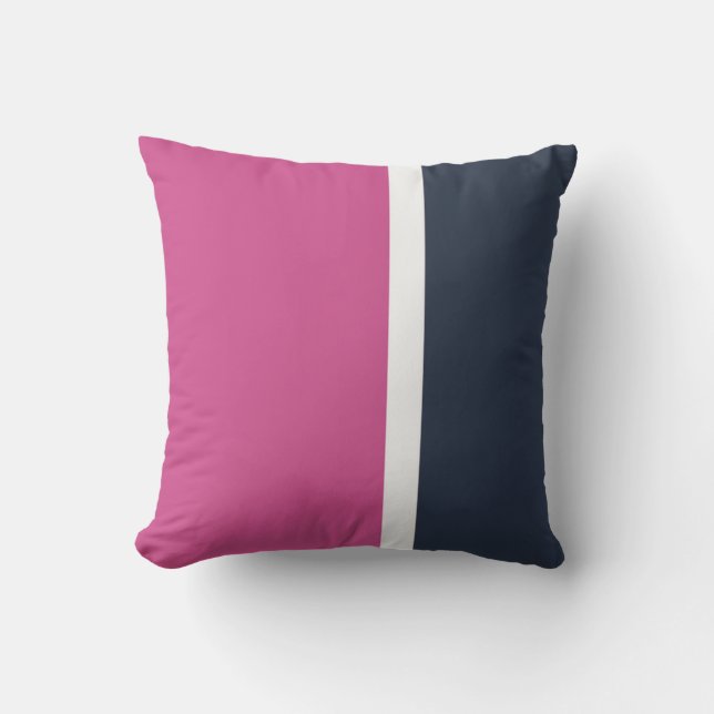 Coussin Bande moderne blanche de marine rose (Recto)