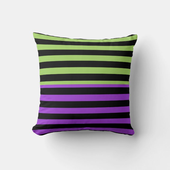 Coussin Bande verte violette et noire d'Halloween (Recto)
