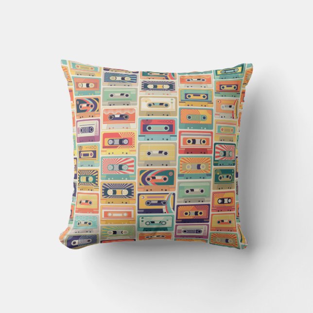 Coussin Bandes à cassette rétro (Recto)