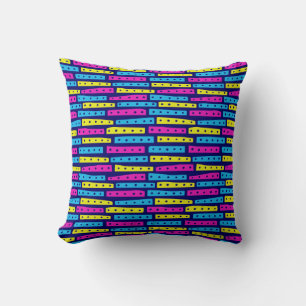 Coussin Bandes Abstraites - Couleurs 02 sur Bleu foncé