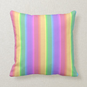 Coussin Bandes arc-en-ciel pastel