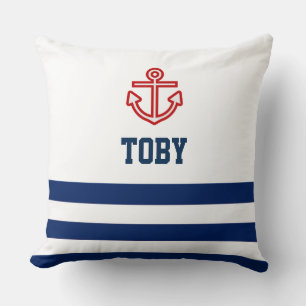 Coussin Bandes blanches de la marine marine