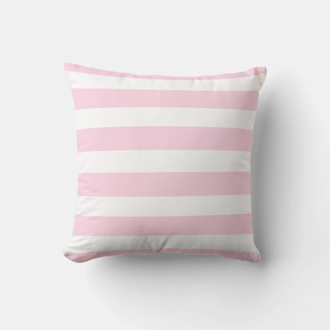 Coussin Bandes blanches roses classiques (Recto)
