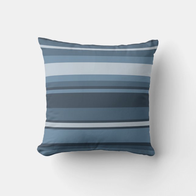 Coussin Bandes bleu gris (Recto)